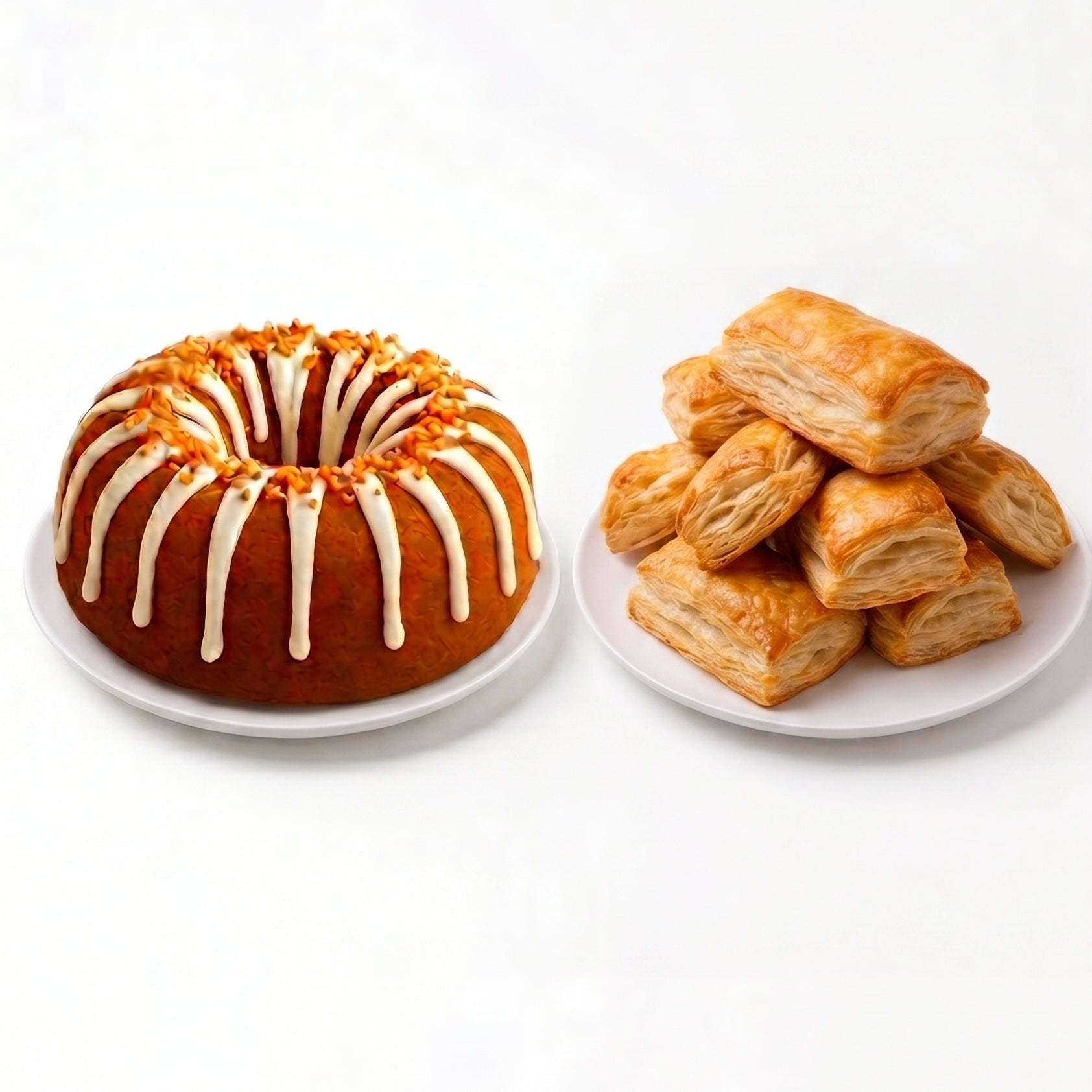 Duo Signature Dcake : rhum cake glacé au krémas et assiette de pâtés haïtiens